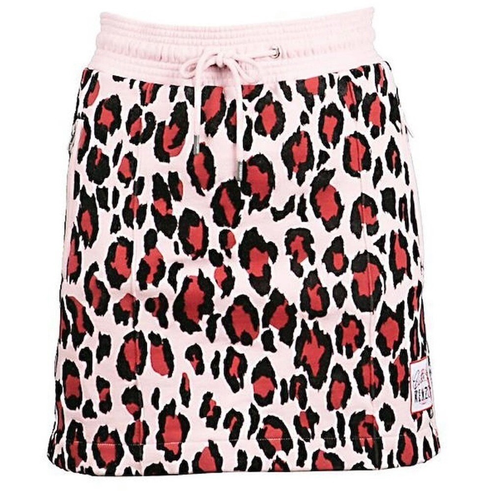 Kenzo Paris Women's Leopard Print Pink Red Cotton Sweatshirt Mini Skirt Size L‎